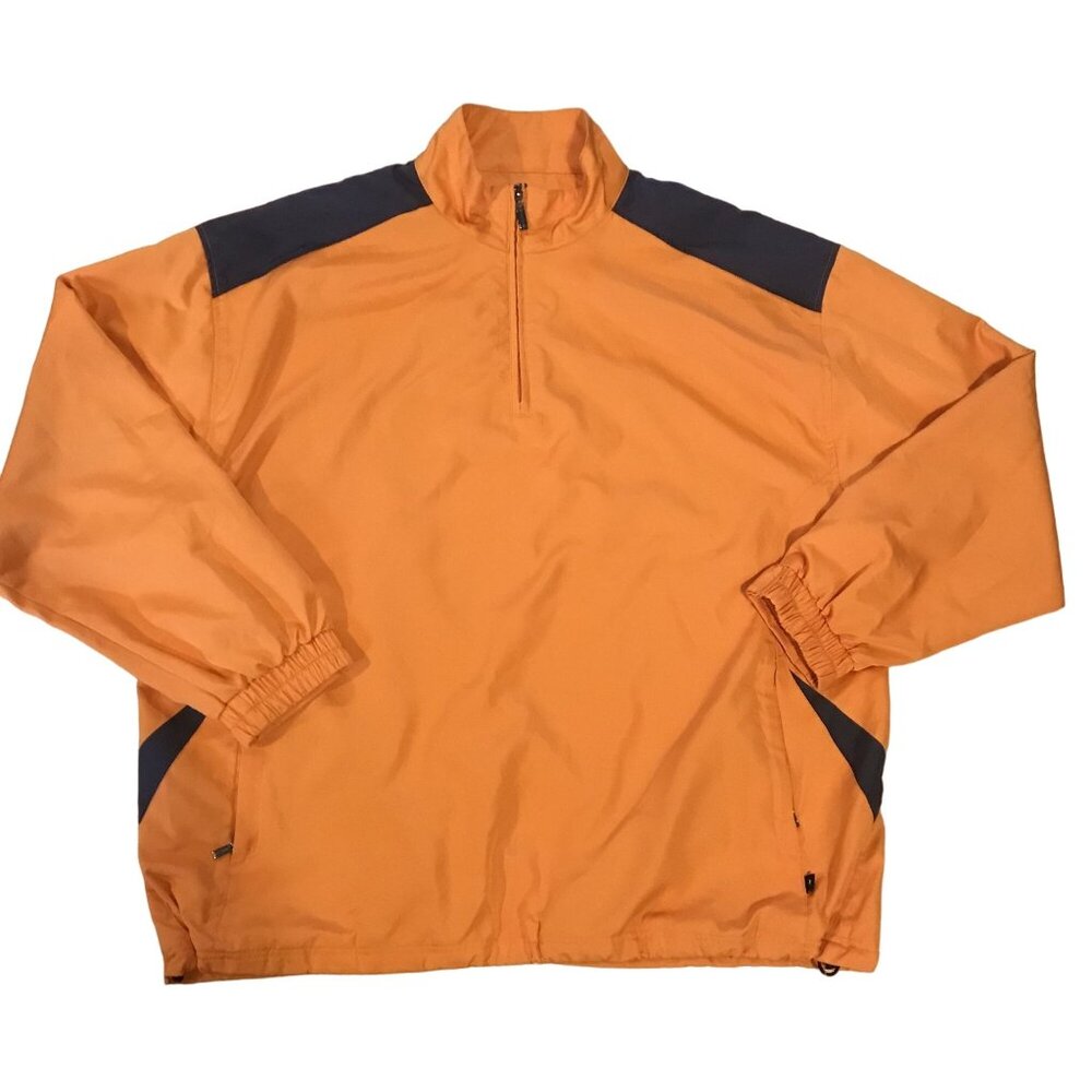 Grand Slam Golf Windbreaker Jacket Vibrant Orange & Gray Half Zip Pockets Size L